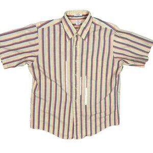 Vintage Donegal Traditional Short Sleeve Button Up Shirt Striped Large